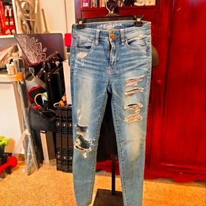 American Eagle Outfitters Light Blue Distressed Jeans